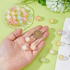 24Pcs 6 Colors UV Plating Printed Transparent Acrylic Beads&nbsp;TACR-DC0001-11