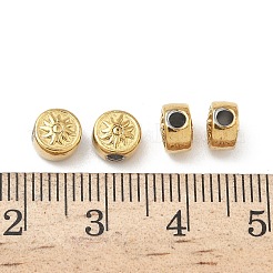304ステンレススチールビーズ  花付きフラットラウンド  イオンプレーティング（ip）  18KGP本金メッキ  6.5x4mm  穴：1.8mm&nbsp;STAS-D204-22G