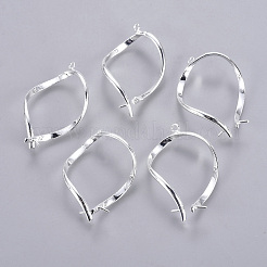 真鍮のアイスピックピンチベイル  ツイスト  ニッケルフリー  銀色のメッキ  約11 mm幅  長さ31~33mm  穴：2mm&nbsp;KK-KK602-S-NF