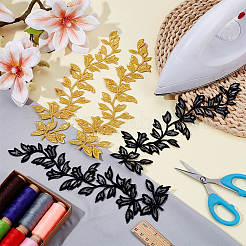 4個 2スタイル コンピューター刺繍 ポリエステル布パッチ  葉のパッチ  ミックスカラー  235~243x67~70x1~1.5mm  2個/スタイル&nbsp;DIY-NB0014-40