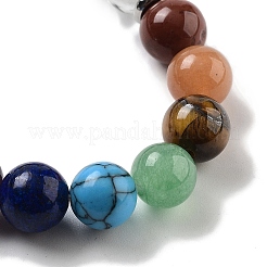 Natural Obsidian Round Beaded Chakra Stretch Bracelets&nbsp;BJEW-K251-01F