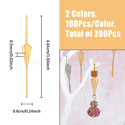 200色の合金製蝶結びバックル2個。  Diy シャンデリアクリスタル交換用つらら部分  プラチナ·ゴールデン  46.5x6x0.5mm  100個/カラー&nbsp;FIND-FH0009-81