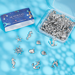 80個8スタイル316サージカルステンレスペンダント  混合図形  中空  ステンレス鋼色  26.5x10x4mm  穴：1mm  10個/スタイル&nbsp;STAS-SC0003-52