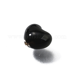 S925 スターリングシルバー ビーズ  エナメル  ハート  ブラック  7x8x5.5mm  穴：1mm&nbsp;STER-H116-02B