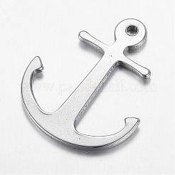 変色しにくい304ステンレススチールペンダント  アンカー  ステンレス鋼色  32x26x2mm  穴：2mm&nbsp;STAS-G108-26