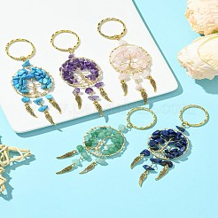 5Pcs 5 Styles Woven Net/Web with Wing Pendant Keychain&nbsp;KEYC-FZ00023