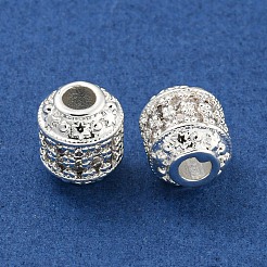 Rack Plating Brass Micro Pave Clear Cubic Zirconia Beads&nbsp;KK-L215-309S