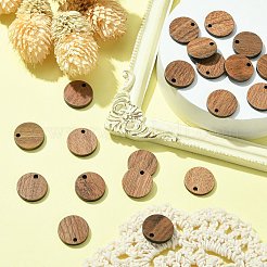 木チャーム  フラットラウンド  染色されていない  サドルブラウン  14x2.5mm  穴：1.8mm  20個/箱。&nbsp;WOOD-CJ0001-03