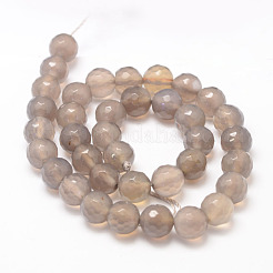 Natural Grey Agate Bead Strands&nbsp;G-K155-D-8mm-F01