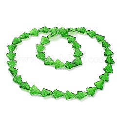 クリアガラスビーズ連売り  クリスマスツリー  グリーン  15.5~16x14.5~15x4.5~5mm  穴：1mm  約40個/連  25.20~25.59（64~65センチメートル）&nbsp;X-EGLA-C002-A05
