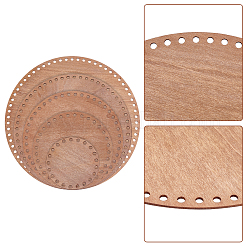 木製かぎ針編みバスケットボトムスセット  フラットラウンド  シエナ  10~29.9x0.25cm  穴：6mm  5個/セット&nbsp;DIY-WH0019-97