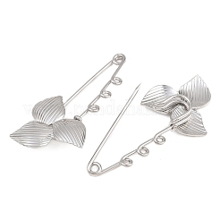 トリリウム304ステンレススチール製安全ピンブローチ金具  トリプルループのキルトピン  ステンレス鋼色  63x30x8mm  穴：2mm&nbsp;SA-CBA098D-14C-P03