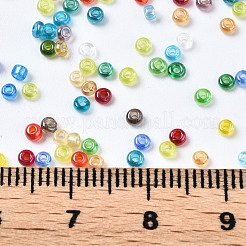 ガラスシードビーズ  透明色光沢  ラウンド  カラフル  2~2.5x1.5~2mm  穴：0.8mm  約450g /ポンド&nbsp;SEED-S057-G-M