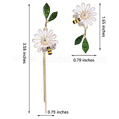 Daisy & bee エナメル アシンメトリー ピアス  女性のための黄金の合金の長いタッセル ダングル スタッド イヤリング  グリーン  91x20mm  42x20mm  ピン：0.7mm&nbsp;JE963A