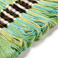10かせ 6層ポリエステル刺繍フロス  クロスステッチの糸  セグメント染め  ライムグリーン  0.5mm  約8.75ヤード（8m）/かせ&nbsp;OCOR-K006-A22