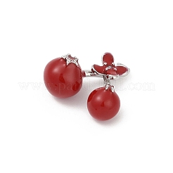 Brass Red Enamel Pendants&nbsp;KK-M322-03P