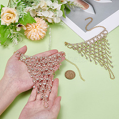 2Pcs Brass Rhinestone Chain Finger Rings Bracelet&nbsp;BJEW-ME0001-01G