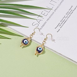 Round Lampwork Evil Eye Braided Dangle Earrings&nbsp;EJEW-JE04898-02
