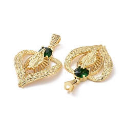 Brass Micro Pave Cubic Zirconia Pendants&nbsp;ZIRC-F134-25G-01