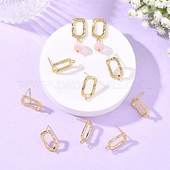 シェグレース 真鍮製イヤリング スタッドピアス金具  長方形  カン付き  カドミウムフリーと鉛フリー＆ニッケルフリー  18KGP本金メッキ  19x11mm  穴：1mm  ピン：12x0.8mm&nbsp;XGRQ6M319-910G