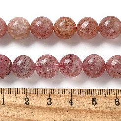 天然石ストロベリークォーツビーズ連売り  ラウンド  10mm  穴：1mm  約38個/連  15.75インチ（40cm）&nbsp;G-L595-C03-03