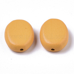 塗装天然木ビーズ  オーバル  ミックスカラー  18x14x5.5mm  穴：1.5mm&nbsp;X-WOOD-R265-06