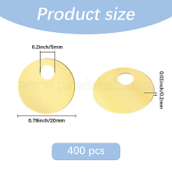70gのプラスチックペンダント  フラットラウンドのチャーム  ゴールド  20x0.2mm  穴：5mm&nbsp;KY-GF0001-74B