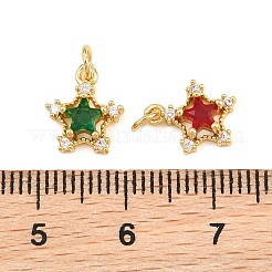 真鍮製マイクロパヴェキュービックジルコニアチャーム  スターのチャーム  18KGP本金メッキ  ミックスカラー  10.5x9x4mm  穴：2.3mm&nbsp;KK-Q085-13G
