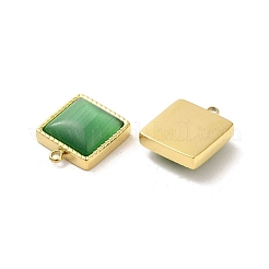 304ステンレススチールチャーム  猫の目で  サクレチャーム  14KGP本金メッキ  薄緑  14.5x12x5.3mm  穴：1.4mm&nbsp;STAS-L022-075G-03
