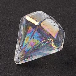 手作り吹きガラス瓶  ガラスバイアルペンダント作り用  ダイヤモンド  クリアAB  16~17x15~15.5x13.5~14.5mm  穴：2.5~5mm&nbsp;GLAA-B005-01B