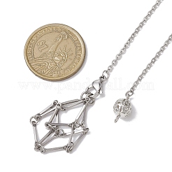 304 Stainless Steel Chain Macrame Pouch Empty Stone Holder Dowsing Pendulums&nbsp;HJEW-JM02327-02