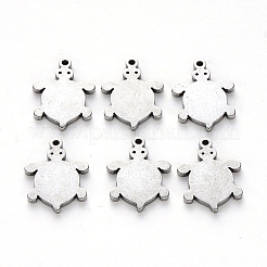 変色しにくい304ステンレススチールチャーム  レーザー切断  カメ  ステンレス鋼色  14x10.5x1mm  穴：1mm&nbsp;STAS-N092-76
