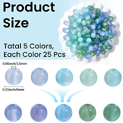 125Pcs 5 Colors Resin UV Reactive Beads&nbsp;RESI-PA0001-33C