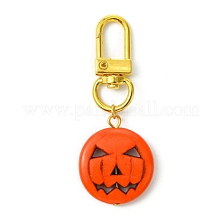 ハロウィン合成ターコイズパンプキンペンダントデコレーション2個2色  バッグ装飾用の合金製回転留め金チャーム  ミックスカラー  63mm  1pc /カラー&nbsp;HJEW-JM01947