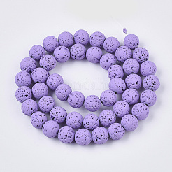 Spray Painted Natural Lava Rock Beads Strands&nbsp;G-N0324-C-06