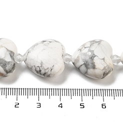 天然石ハウライトビーズ連売り  ハート  シードビーズで  19~19.5x20x10mm  穴：1.5mm  約17個/連  15.75インチ（40cm）&nbsp;G-C150-A18-01