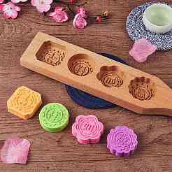 Flat Round & Square & Flower Wooden Press Mooncake Molds&nbsp;BAKE-SZ0001-02