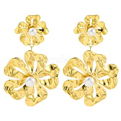 304 Stainless Steel Flower Dangle Stud Earrings for Women&nbsp;EJEW-U023-04G-01