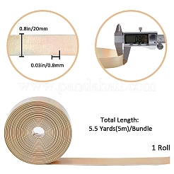 4.6~5m レーザーフラット模造革コード  衣服の装飾用の虹色のコード  ゴールド  20x0.8mm  約4.6~5m /ロール&nbsp;LC-GF0001-06D-02