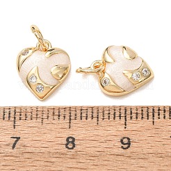 Valentine's Day Brass Micro Pave Clear Cubic Zirconia with Enamel Charms&nbsp;CU-K002-48G-M