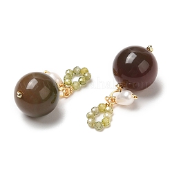 Natural Agate Round Pendant Decorations&nbsp;AJEW-P108-02G