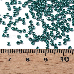 11/0 チェコ不透明ガラスシードビーズ  光沢のある  ラウンド  ティール  2.2x1.5mm  穴：0.7mm  約500 G /袋&nbsp;SEED-N004-003B-31
