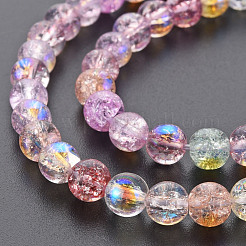 Electroplate Crackle Glass Bead Strands&nbsp;GLAA-S192-C-007B