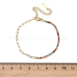304 Stainless Steel Paperclip Chain & Rhinestone Cup Chains  Bracelets for Women&nbsp;BJEW-D456-06G-03