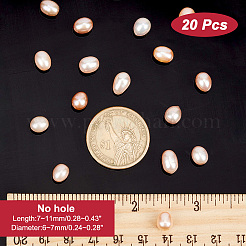 天然養殖淡水真珠 穴なしビーズ 20個  ライス  ライトコーラル  7~11x6~7mm&nbsp;PEAR-NB0002-02B