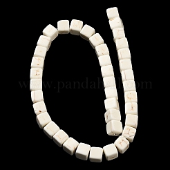 合成ターコイズビーズ連売り  キューブ  ホワイトスモーク  9.5~10x9.5~10x9.5~10mm  穴：1.6mm  約12連売り/ 1000 G&nbsp;TURQ-F009-02D-01
