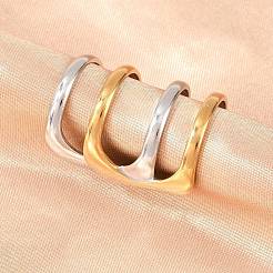 304ステンレススチールカフオープンリング  ムーン  イオンプレーティング（ip）  ゴールデン·ステンレス鋼色  28.5mm  内径：18mm&nbsp;SA-H001-11GP