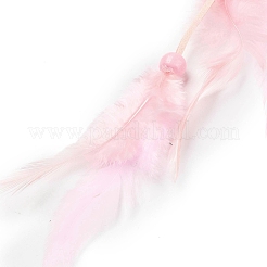 Woven Web/Net with Feather Hanging Ornaments&nbsp;HJEW-G025-03B