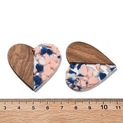 樹脂とクルミのペンダント  ハート  ミスティローズ  37x38.5x2.5mm  穴：2mm&nbsp;FIND-R051-09F