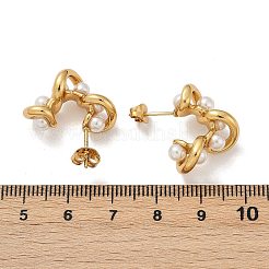 Nuggets 304 Stainless Steel Plastic Imitation Pearl Stud Earrings&nbsp;EJEW-M105-10G